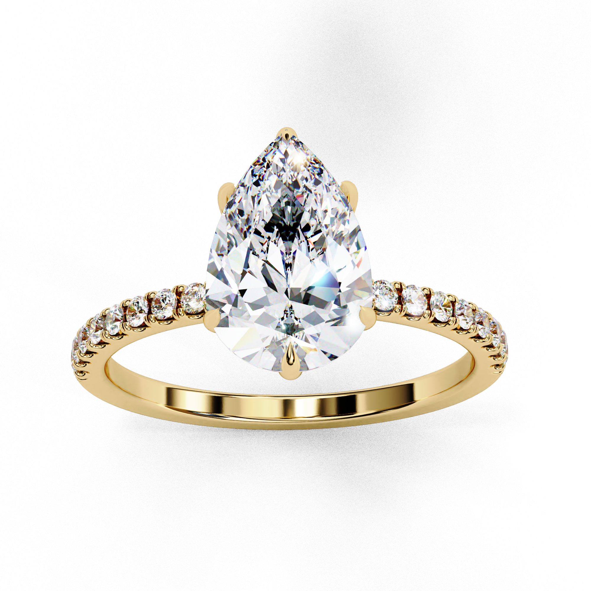 2.09 carat pear round rings 18K