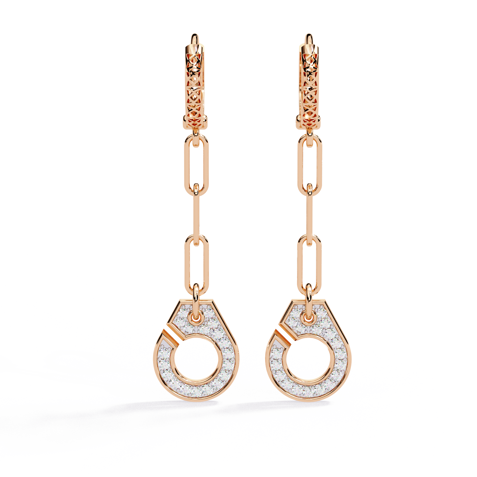 0.54 CT MODERN LINK EARRING 9k