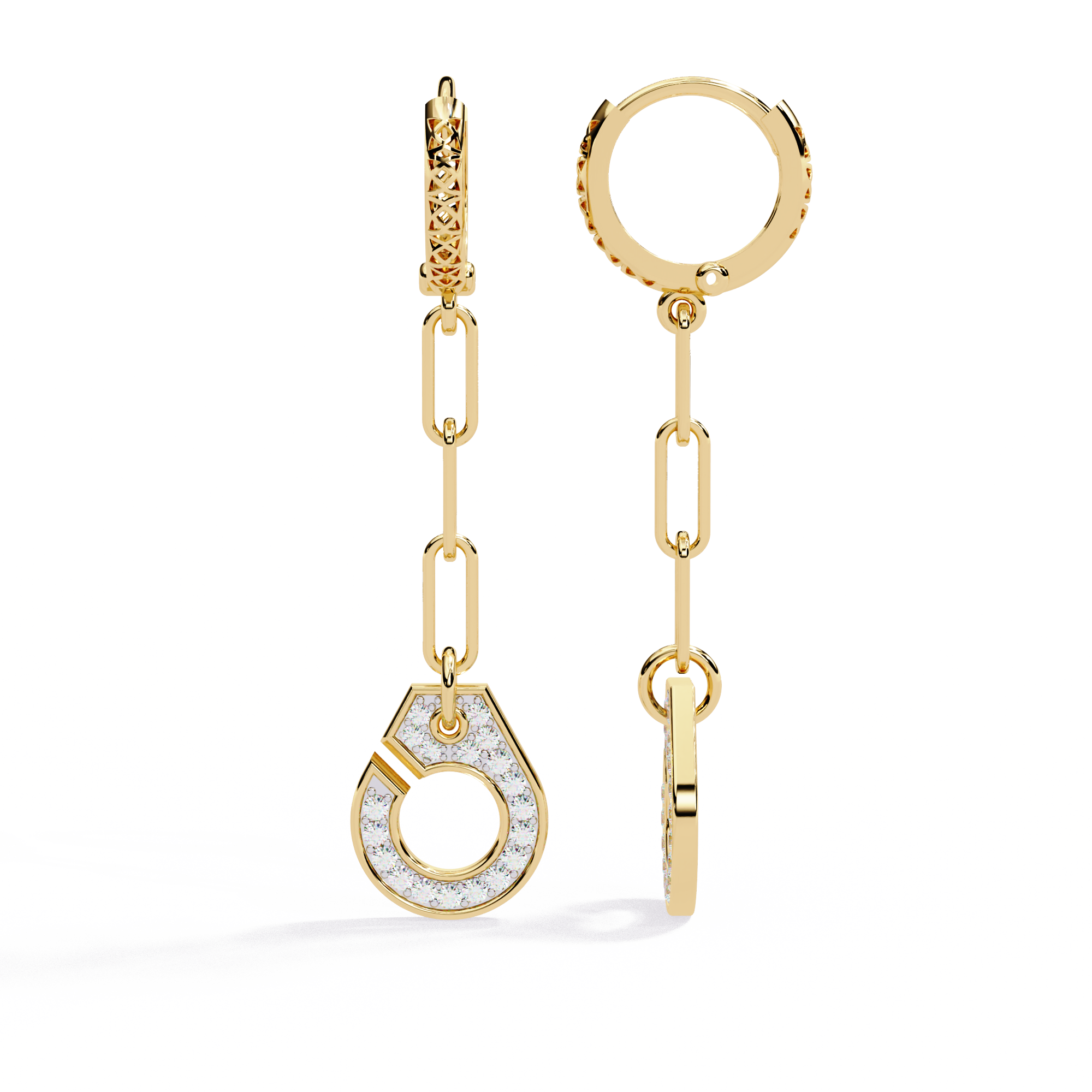 0.54 CT MODERN LINK EARRING 9k