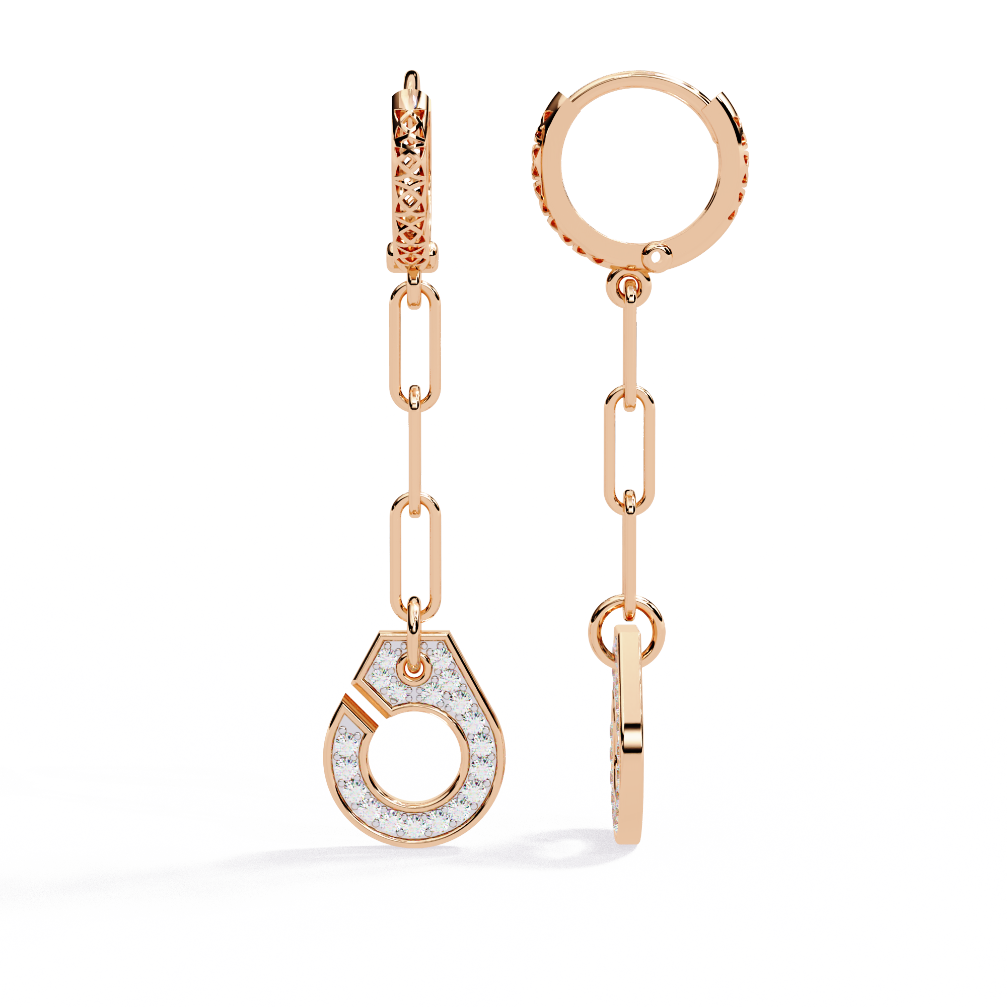 0.54 CT MODERN LINK EARRING 9k