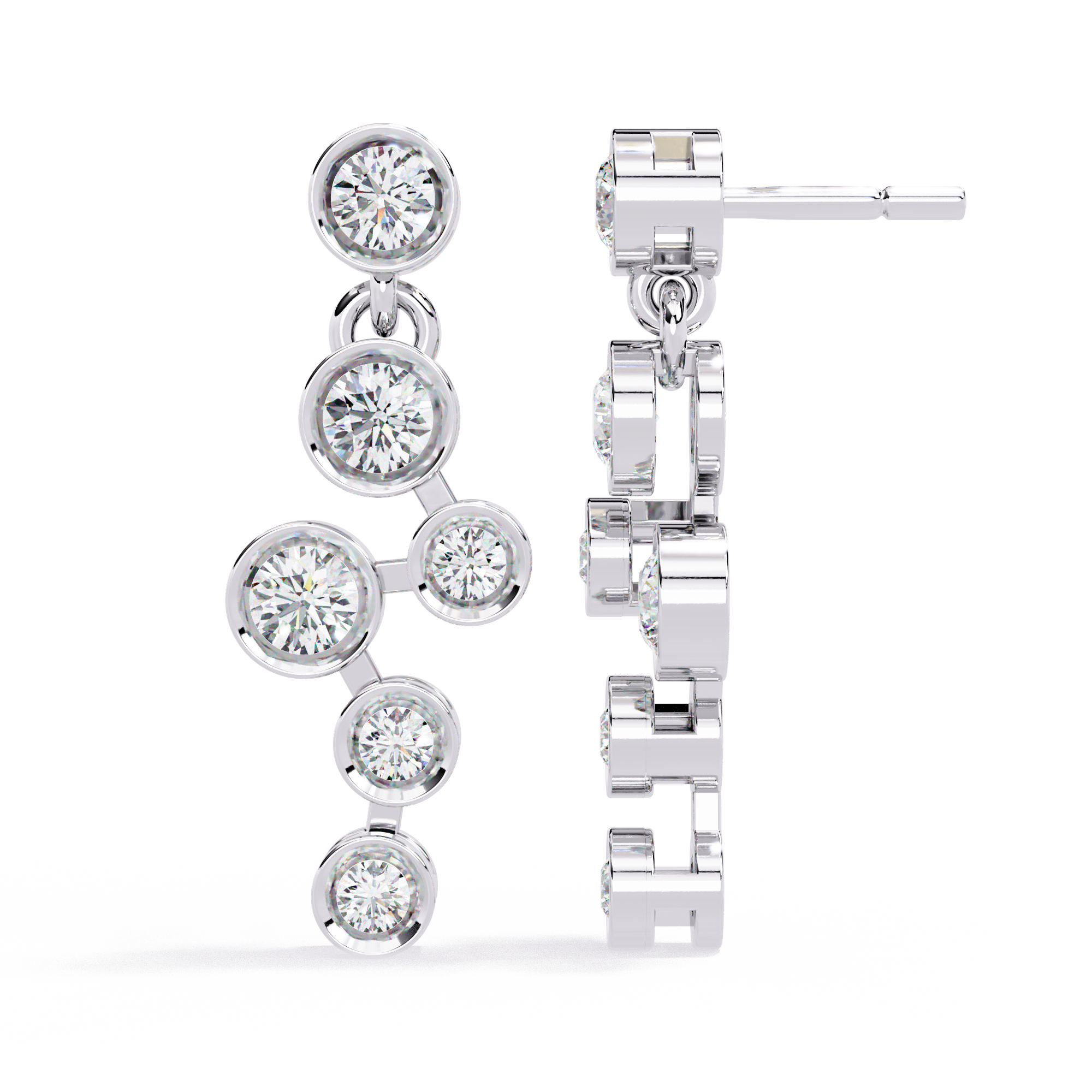 0.39 CT OVAL CASCADE EARRING 9k