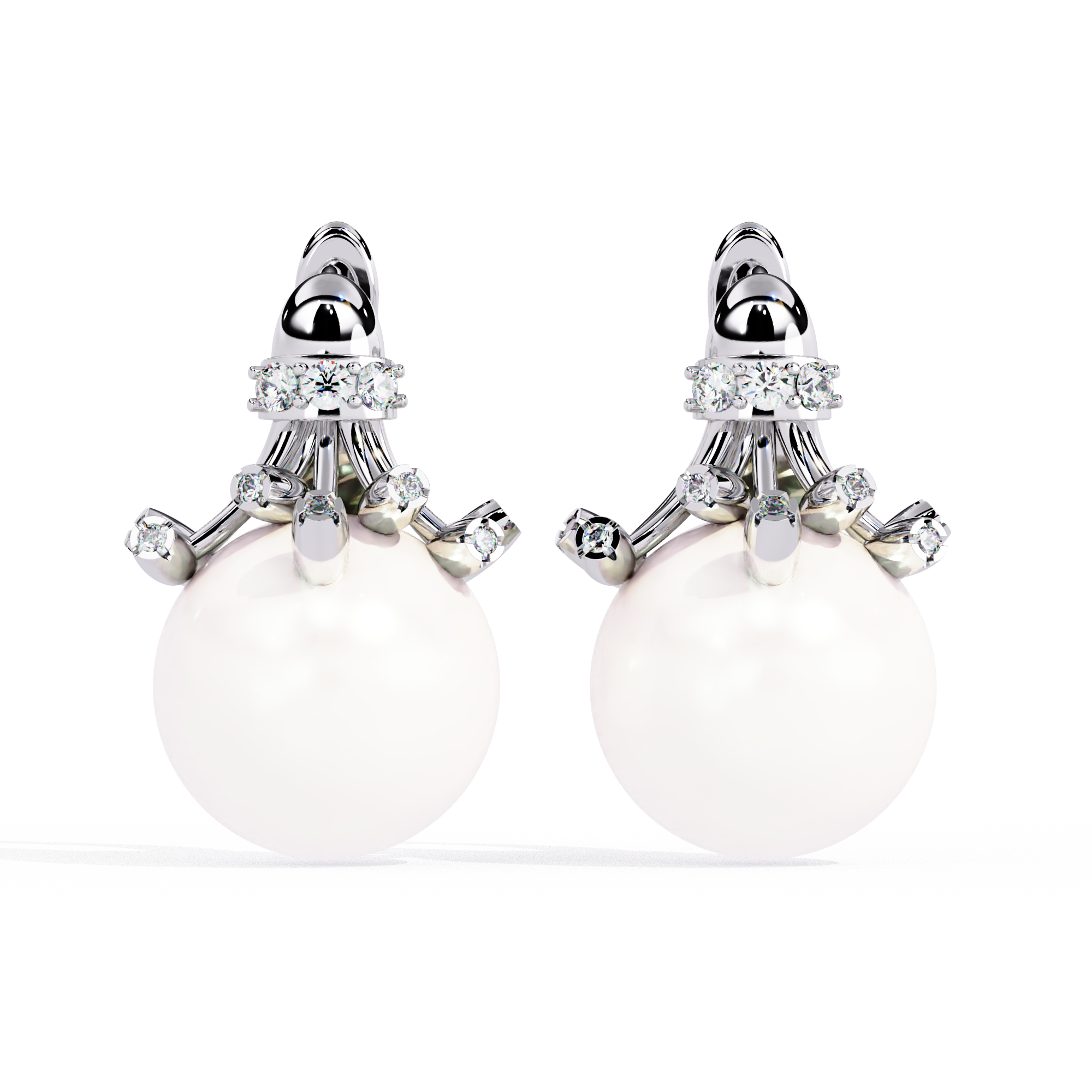 0.36 CT PEARL HALO EARRING 9k