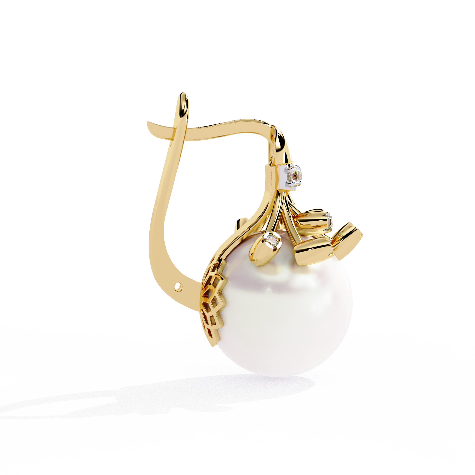 0.36 CT PEARL HALO EARRING 9k