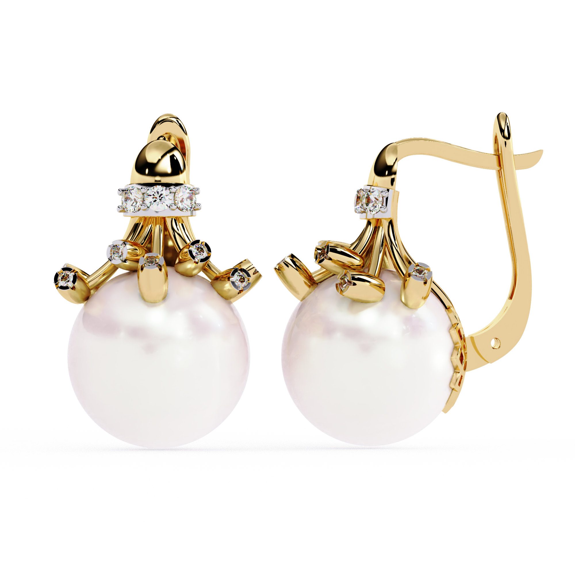 0.36 CT PEARL HALO EARRING 9k
