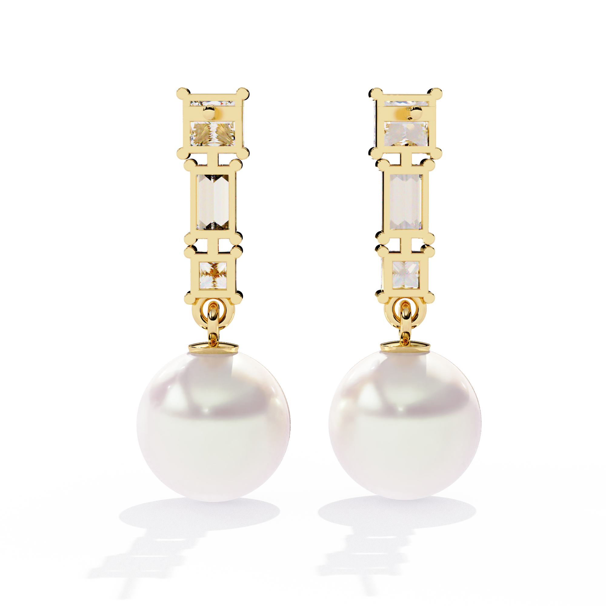 2.07 CT TRINITY PEARL EARRING 9k