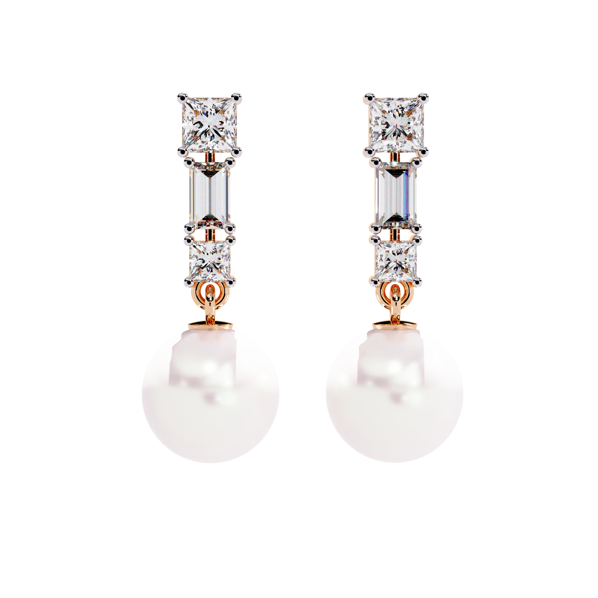 2.07 CT TRINITY PEARL EARRING 9k