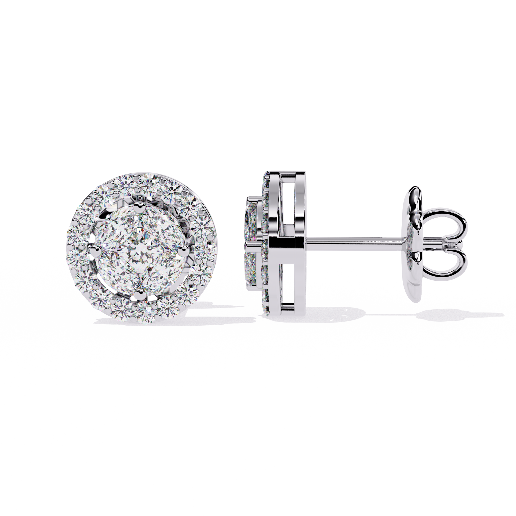 1.51 CT LUSTROUS OVAL HALO EARRING 9k
