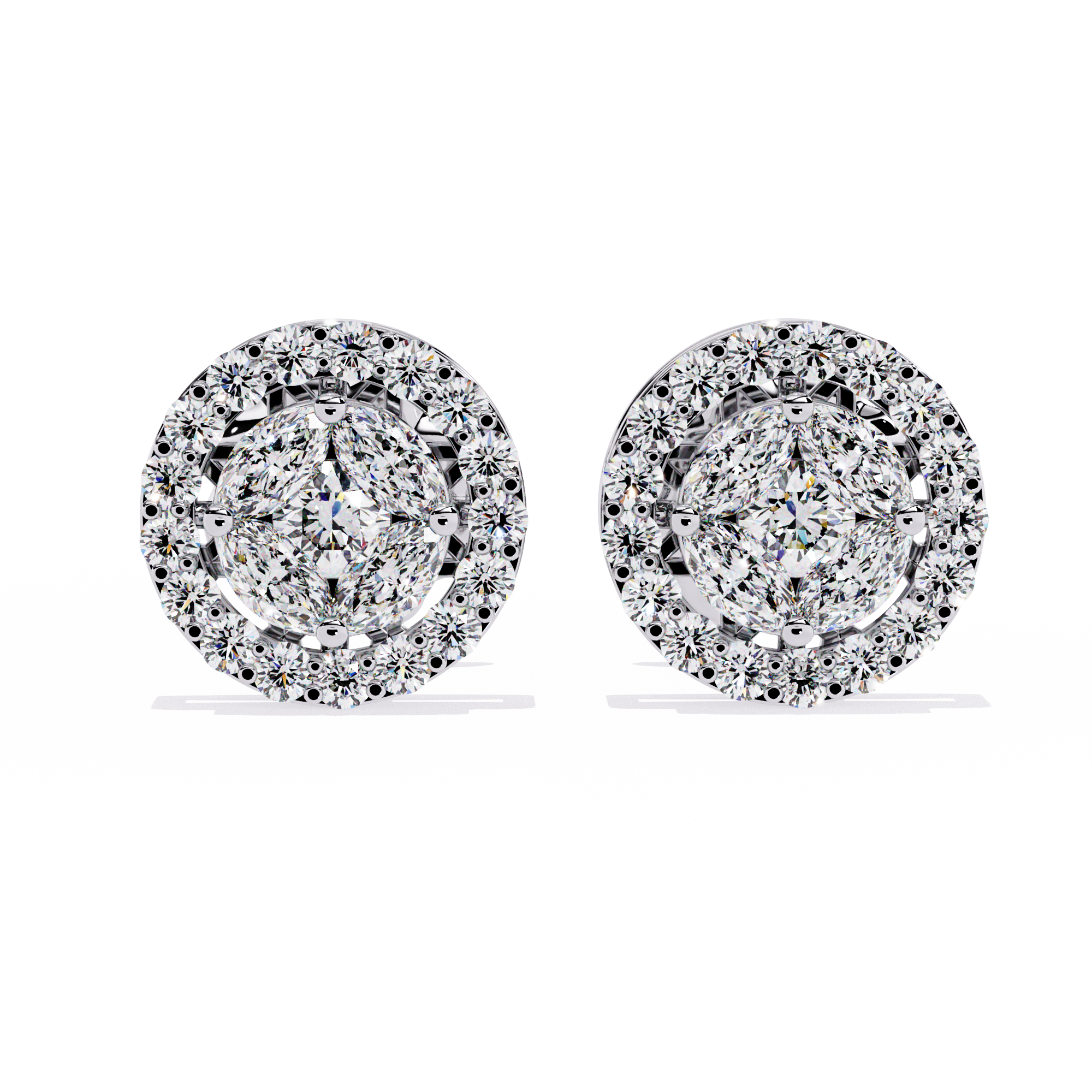 1.51 CT LUSTROUS OVAL HALO EARRING 9k