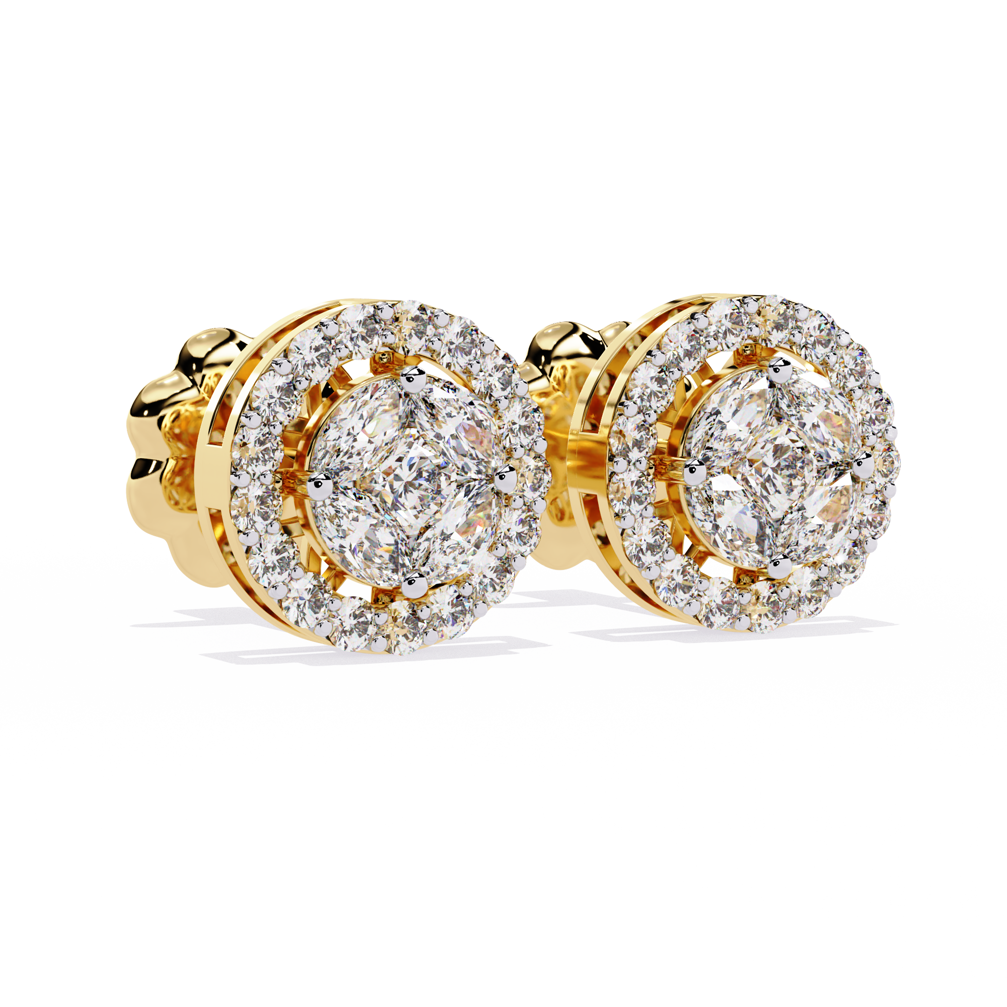 1.51 CT LUSTROUS OVAL HALO EARRING 9k