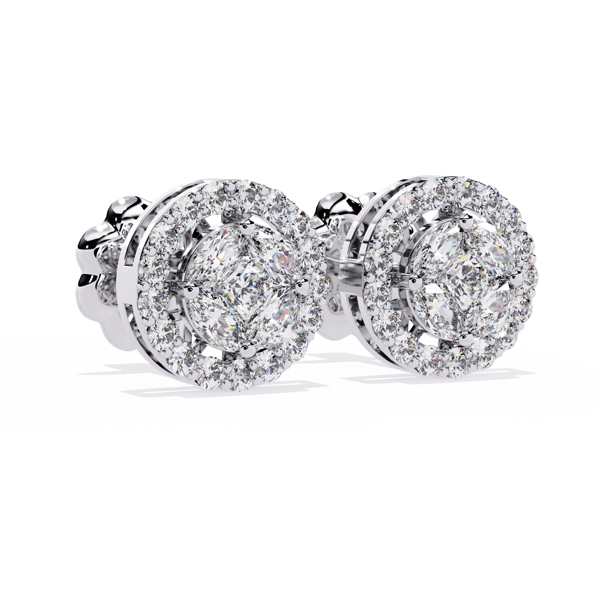 1.51 CT LUSTROUS OVAL HALO EARRING 9k