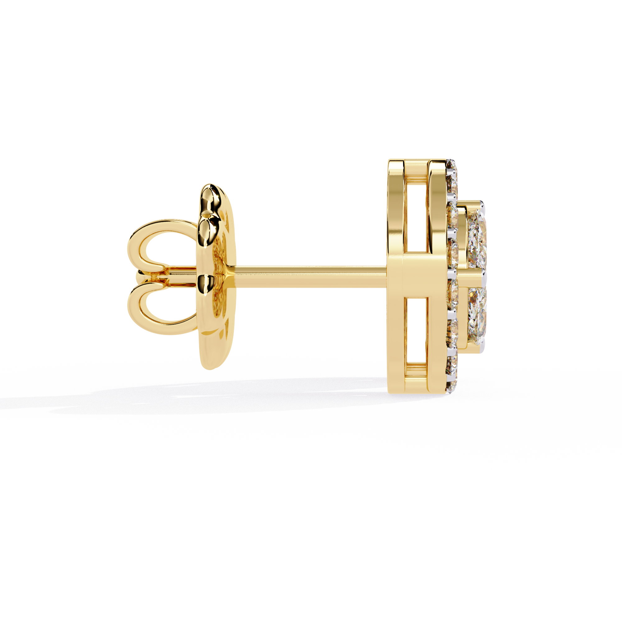 1.51 CT LUSTROUS OVAL HALO EARRING 9k