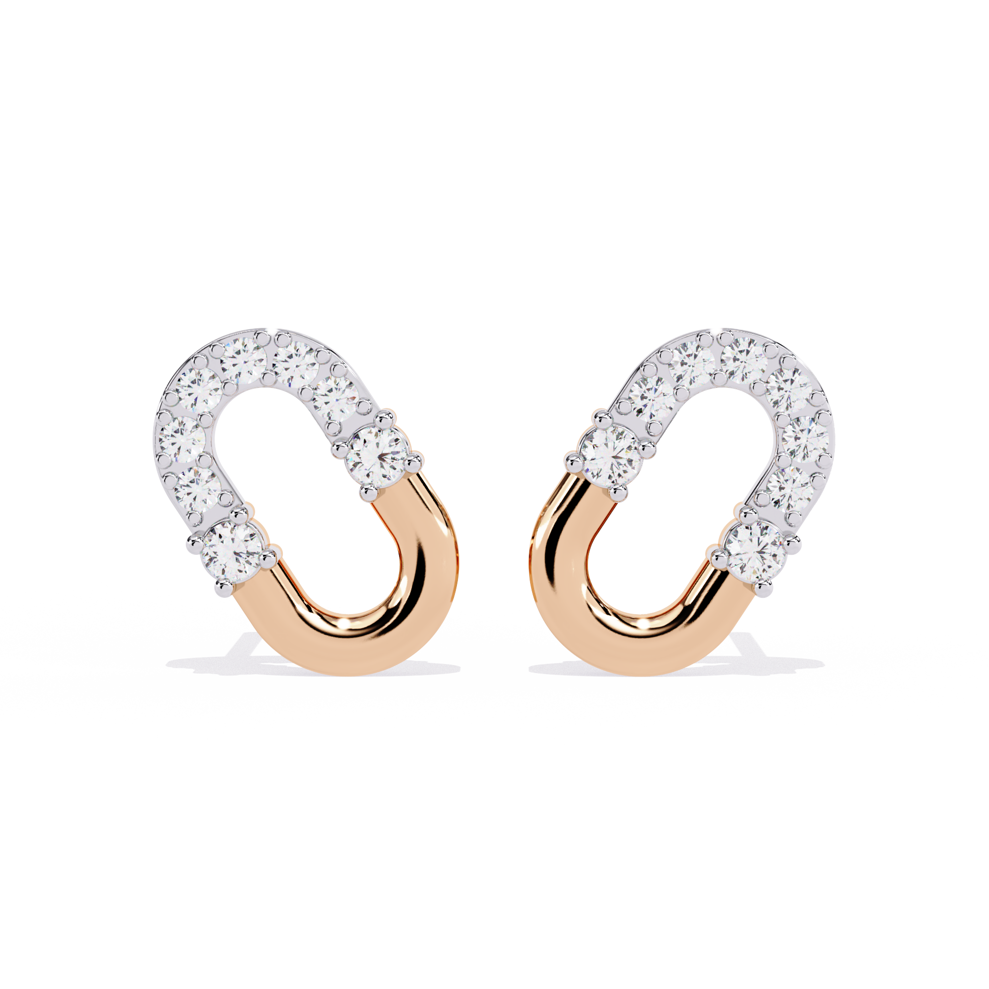 0.20 CT DIAMOND LINK EARRING 9k