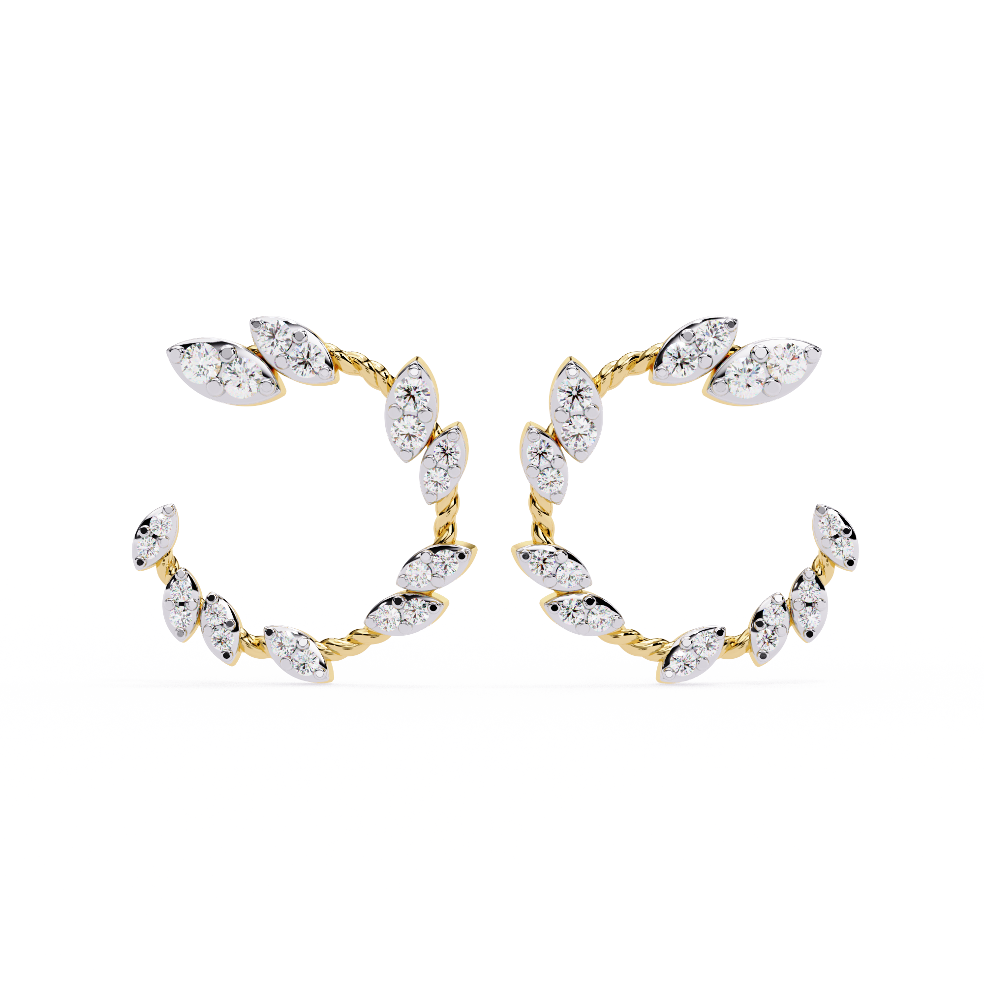 0.73 CT PETAL ARC EARRING 9k