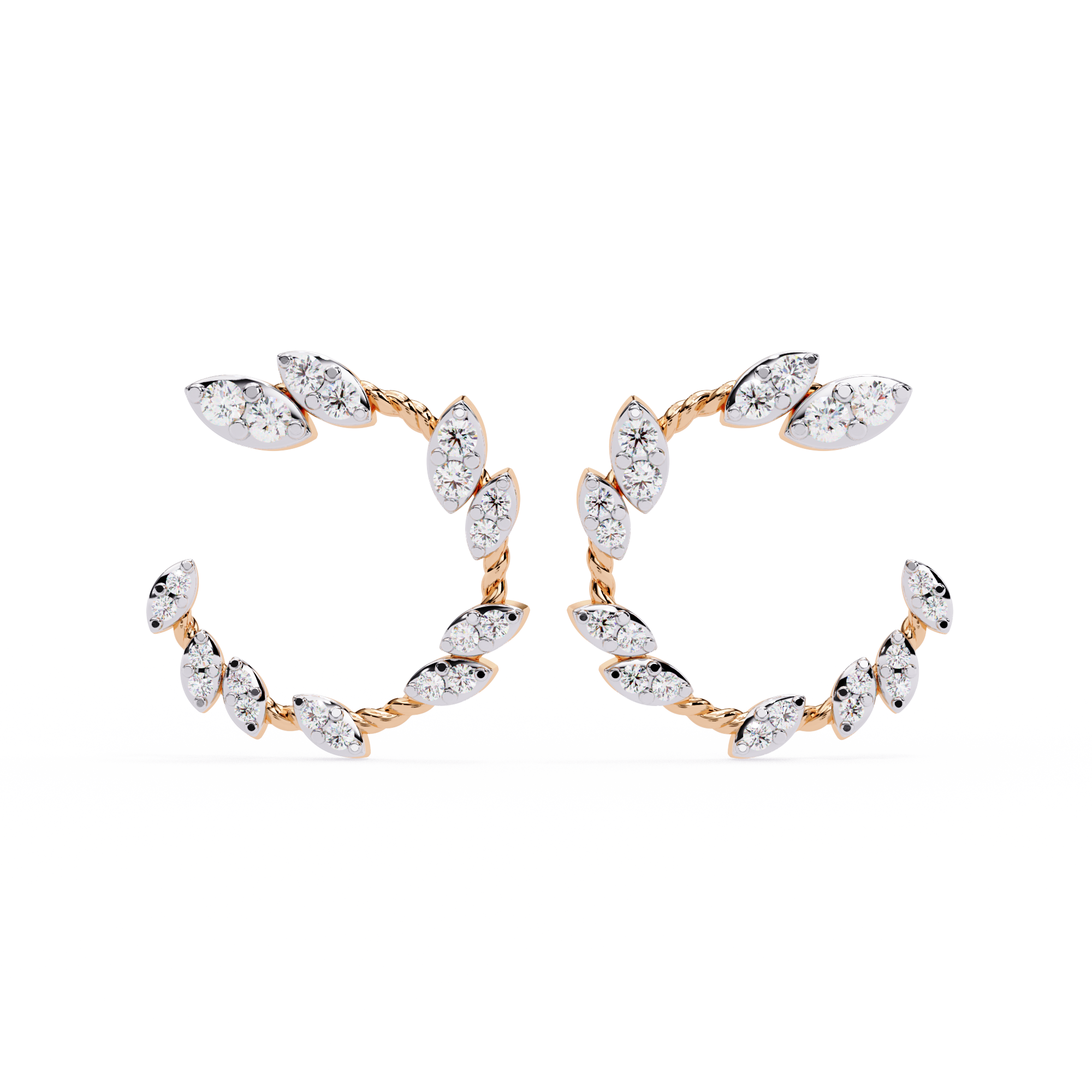 0.73 CT PETAL ARC EARRING 9k