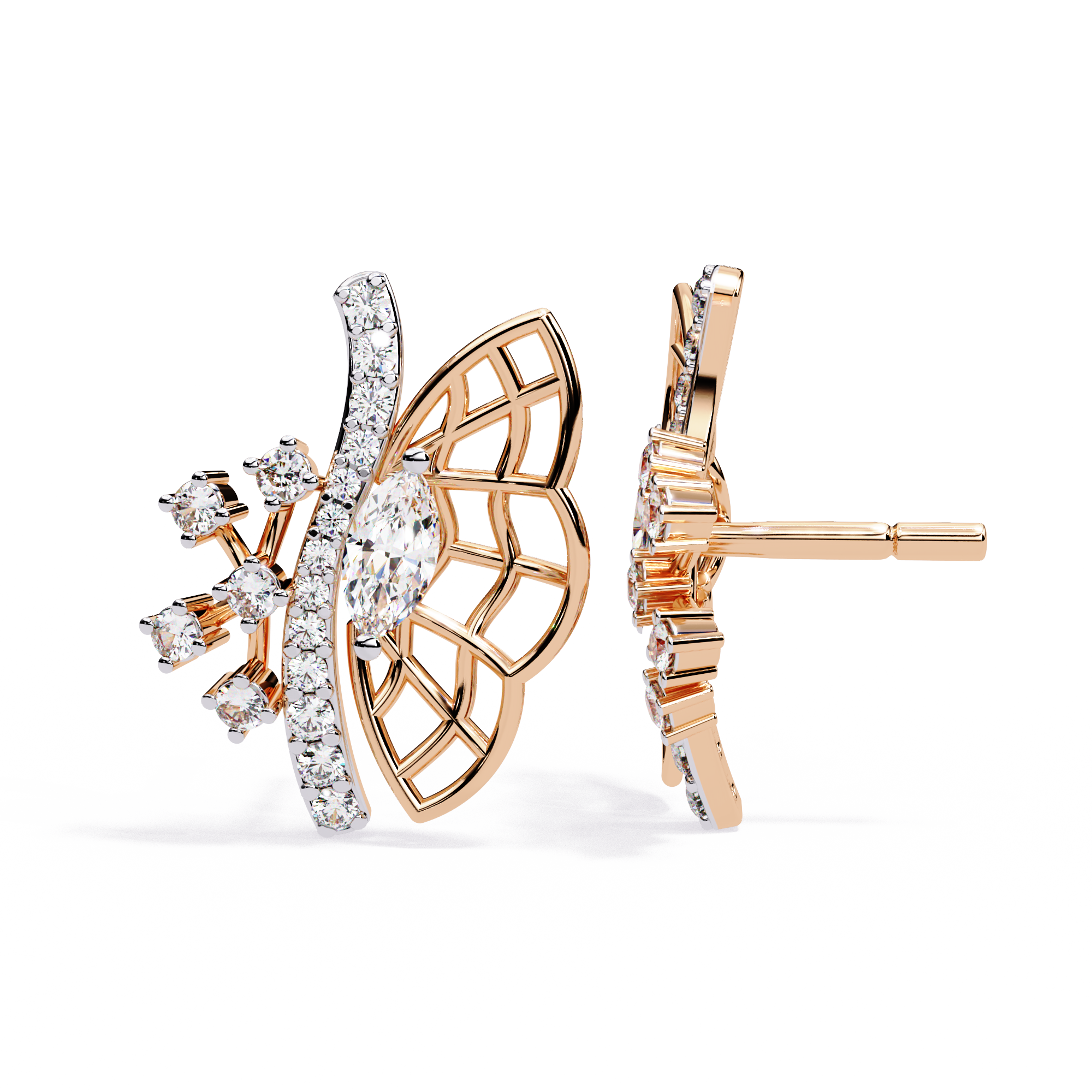 0.37 CT DIAMOND FLUTTER EARRING 9k