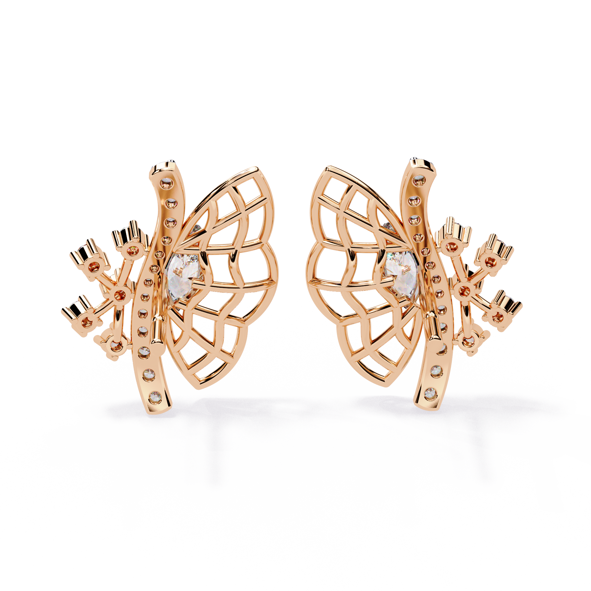 0.37 CT DIAMOND FLUTTER EARRING 9k