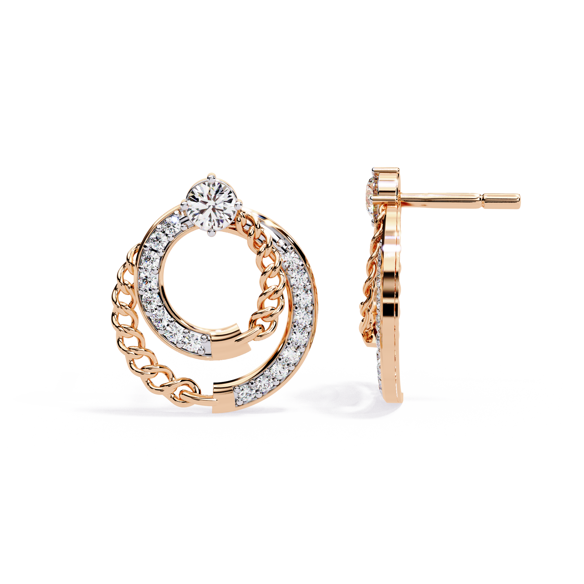 0.47 CT TWISTED HALO EARRING 9k