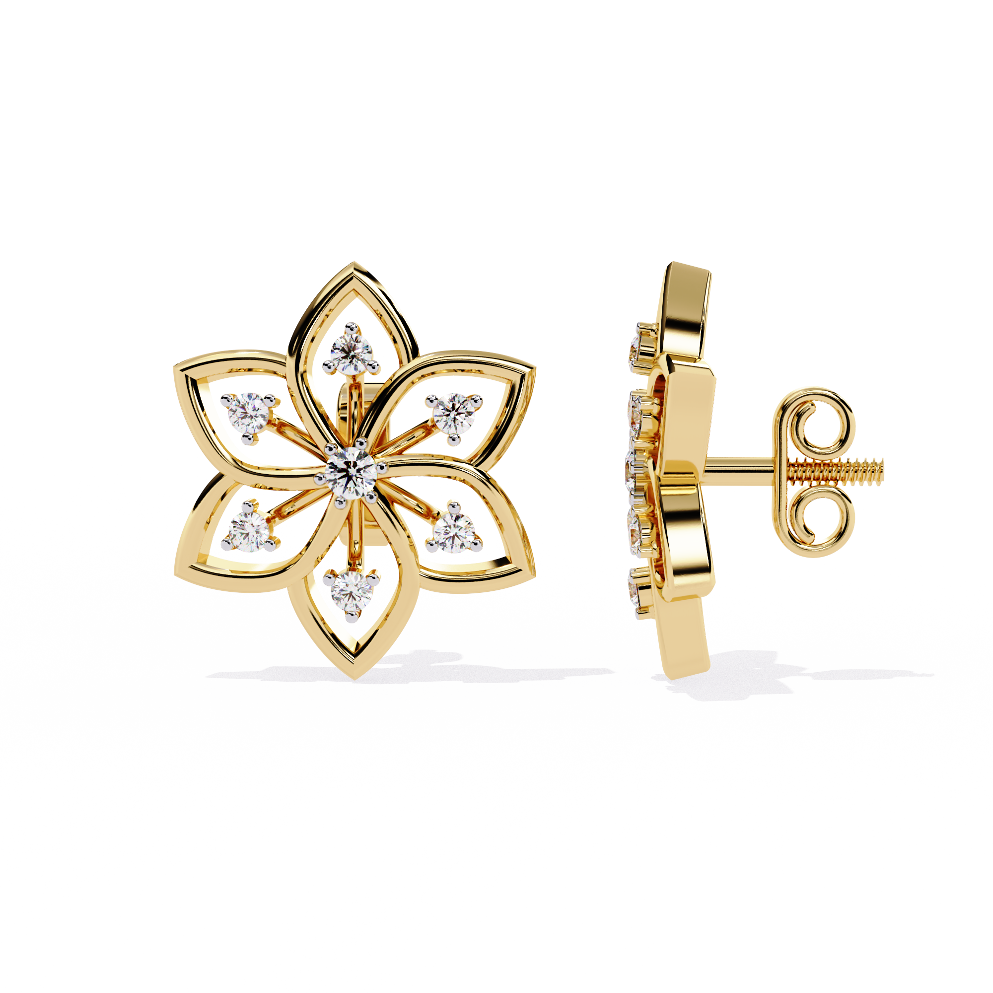 0.10 CT LOTUS WHISPER EARRING 9k