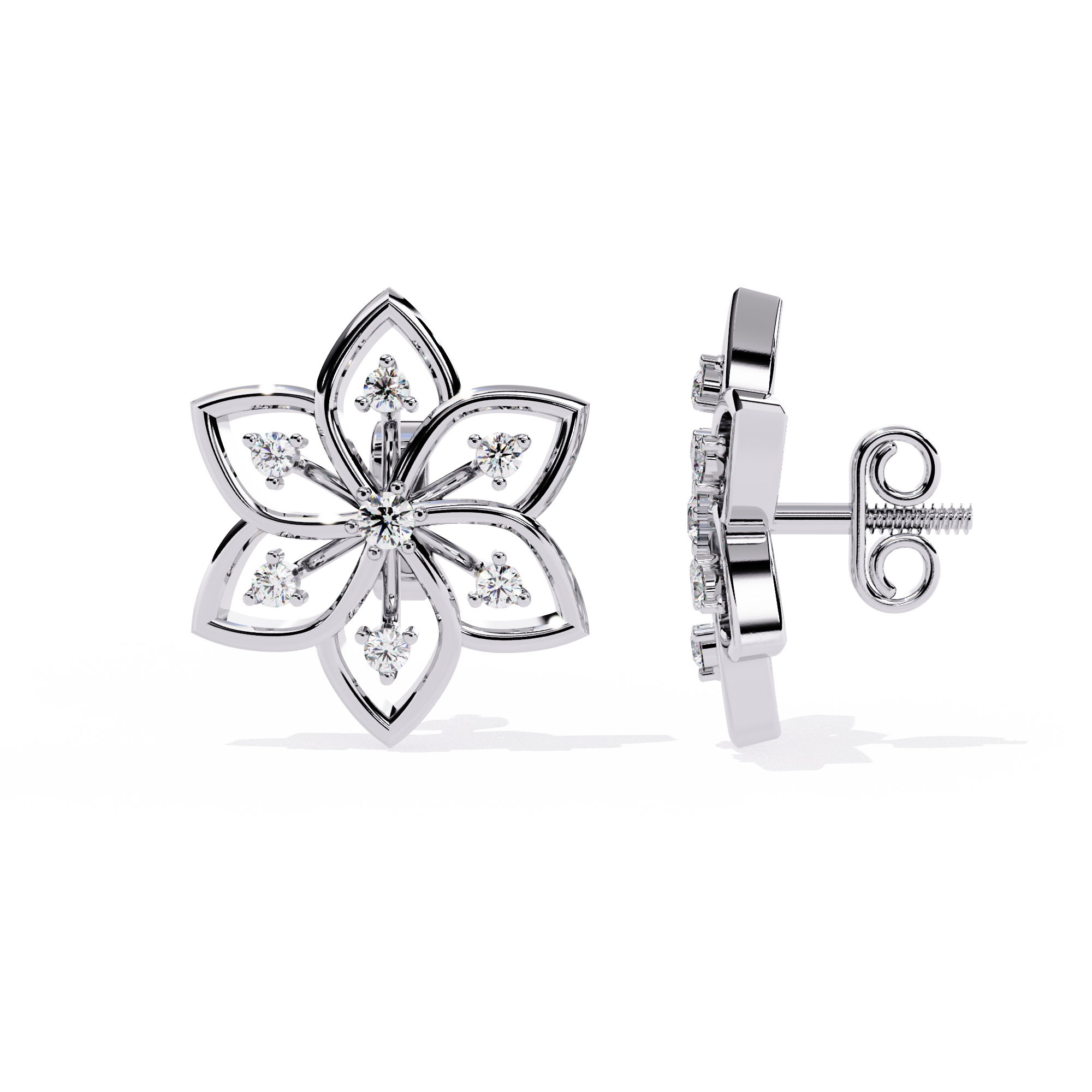 0.10 CT LOTUS WHISPER EARRING 9k