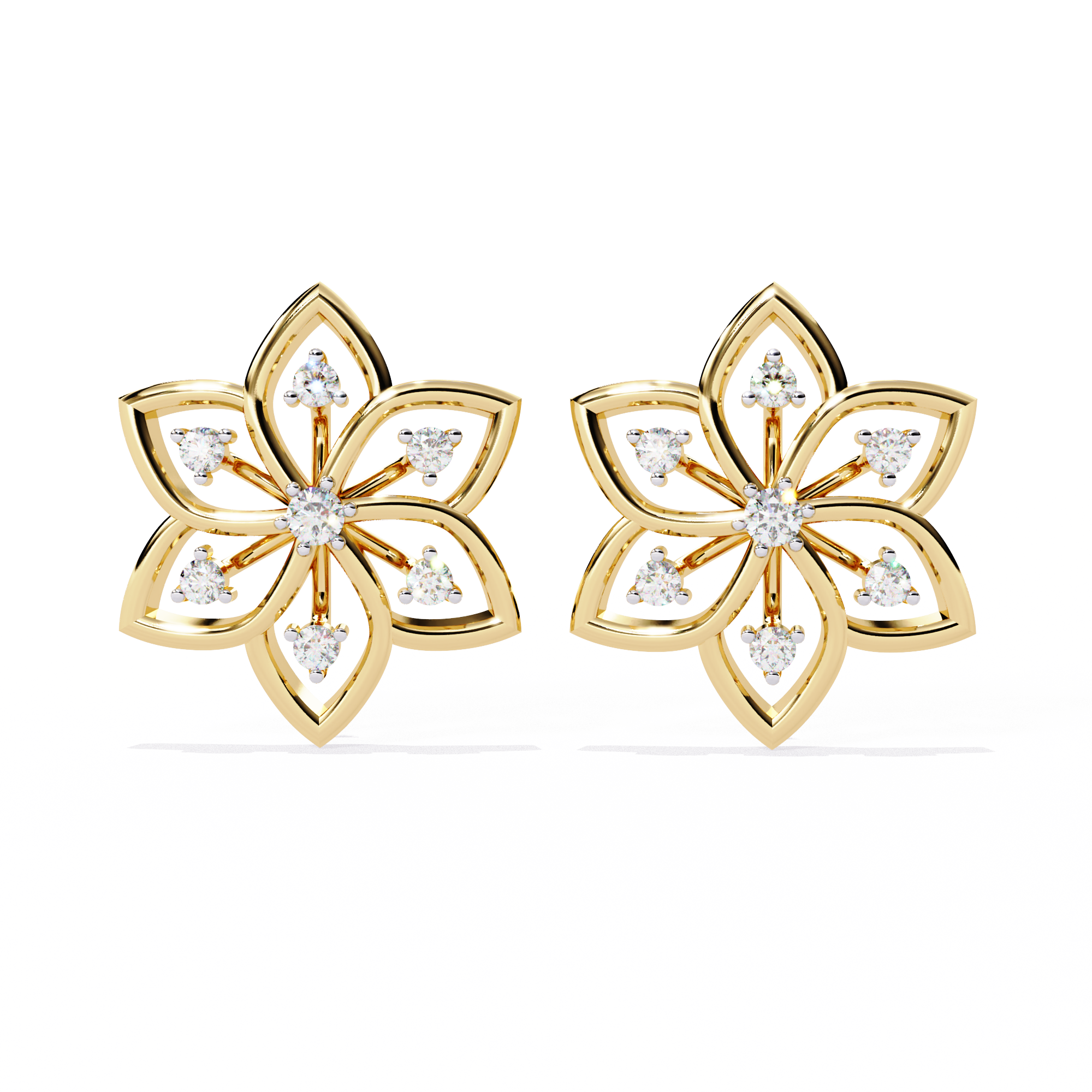 0.10 CT LOTUS WHISPER EARRING 9k