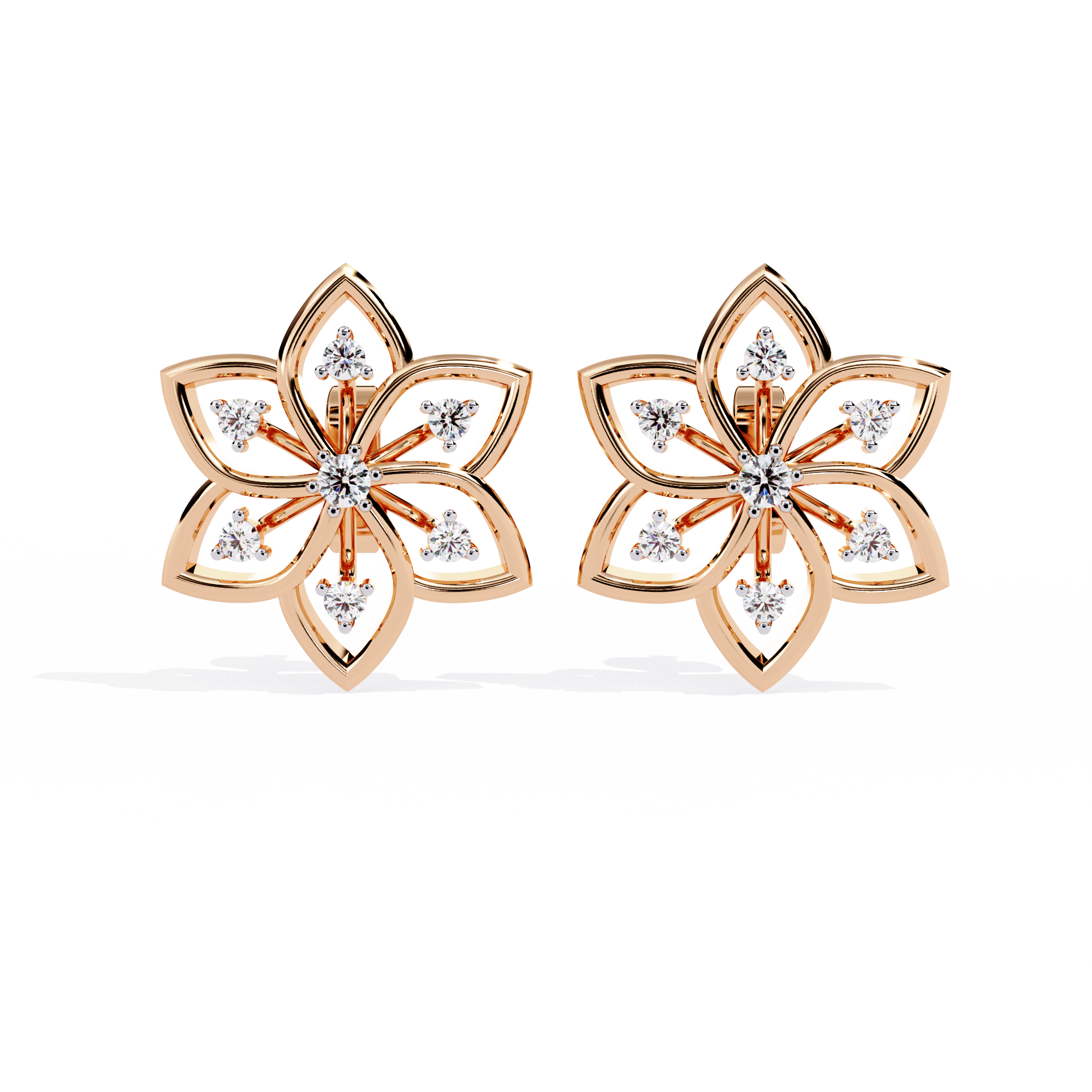 0.10 CT LOTUS WHISPER EARRING 9k