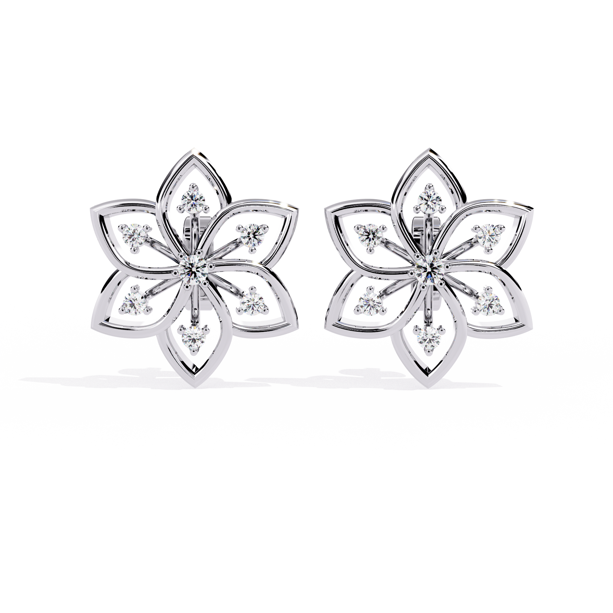 0.10 CT LOTUS WHISPER EARRING 9k