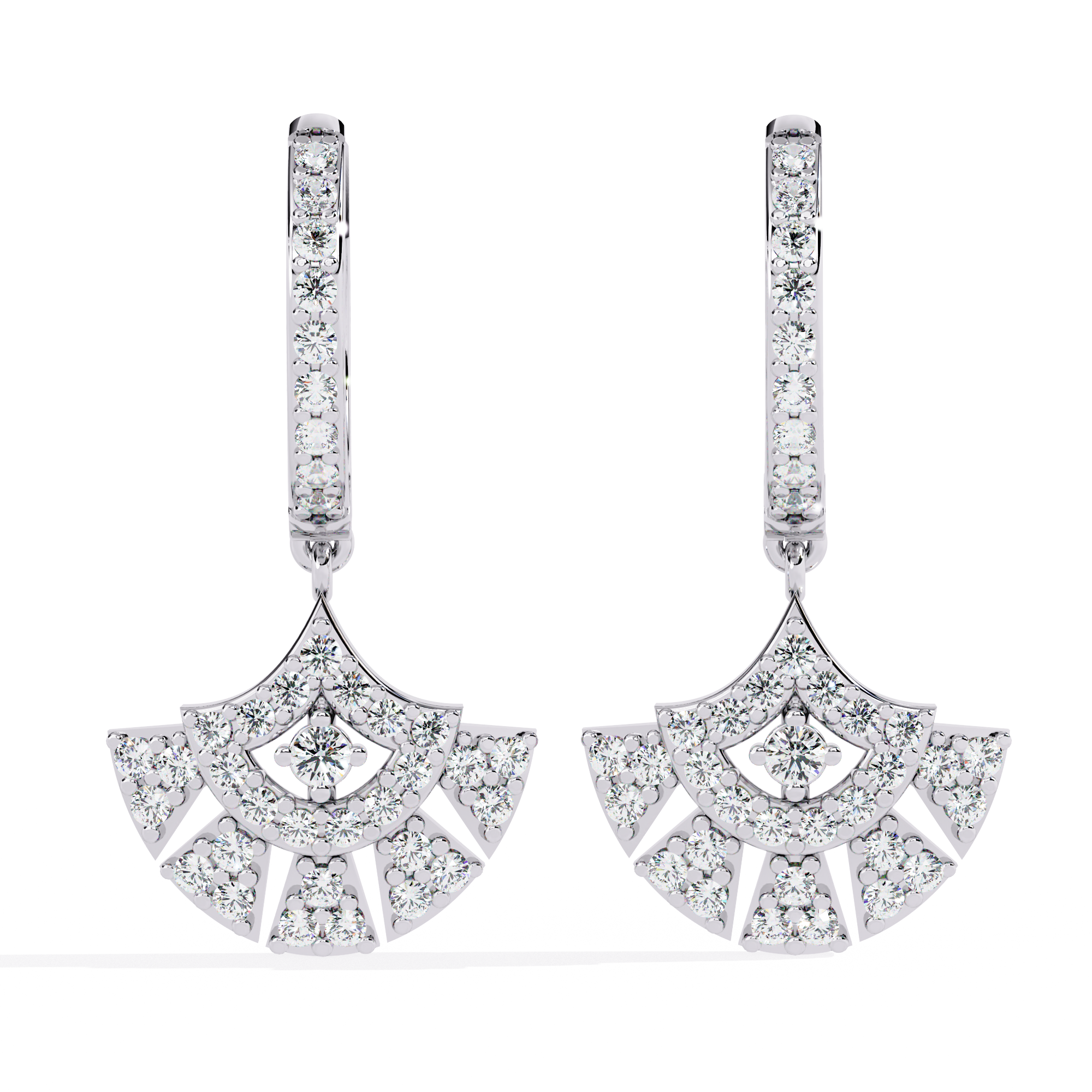0.49 CT ART DECO FAN EARRING 9k