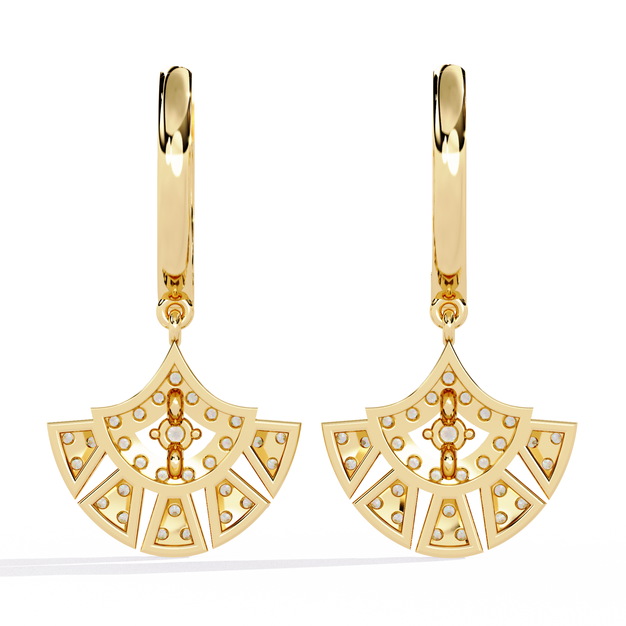 0.49 CT ART DECO FAN EARRING 9k