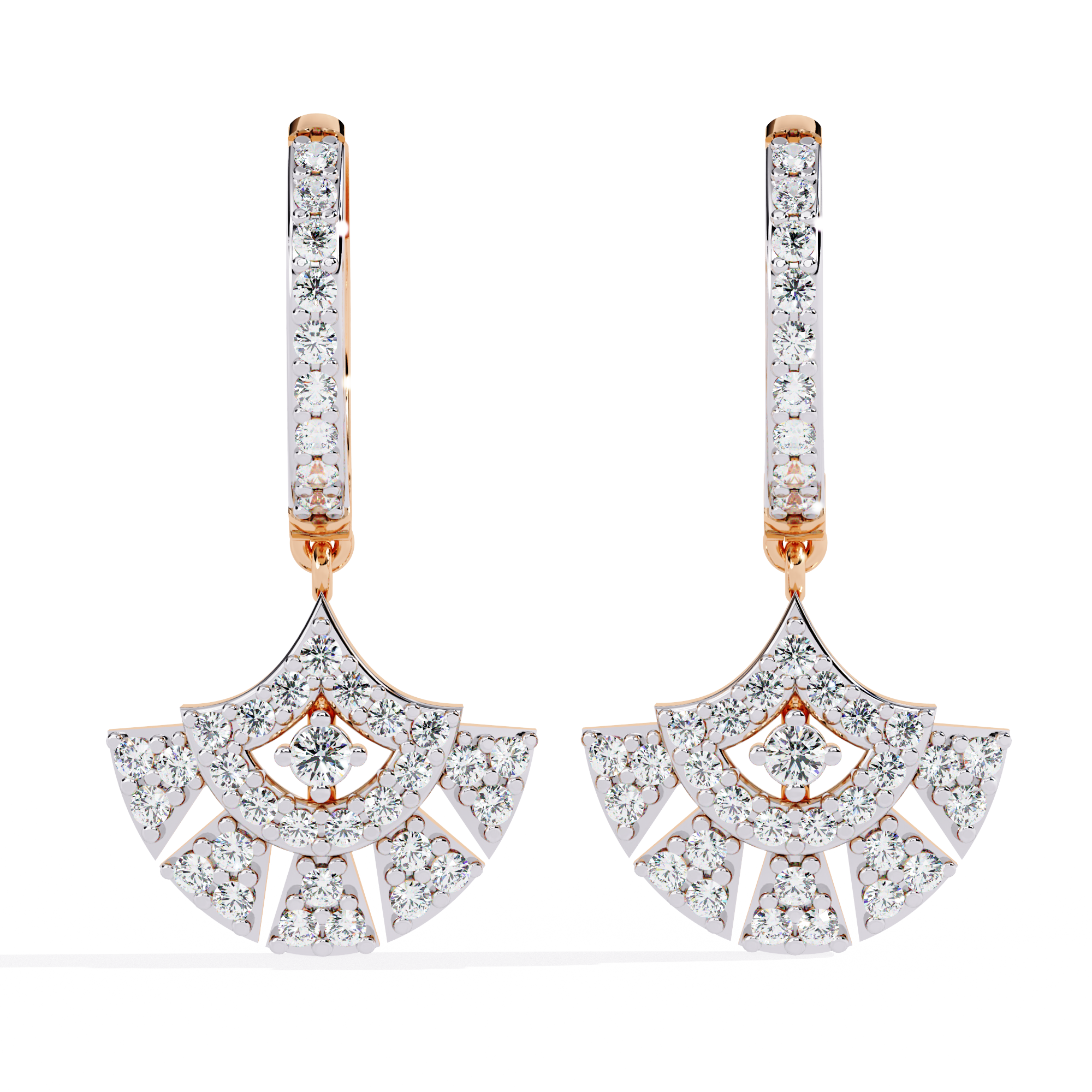 0.49 CT ART DECO FAN EARRING 9k