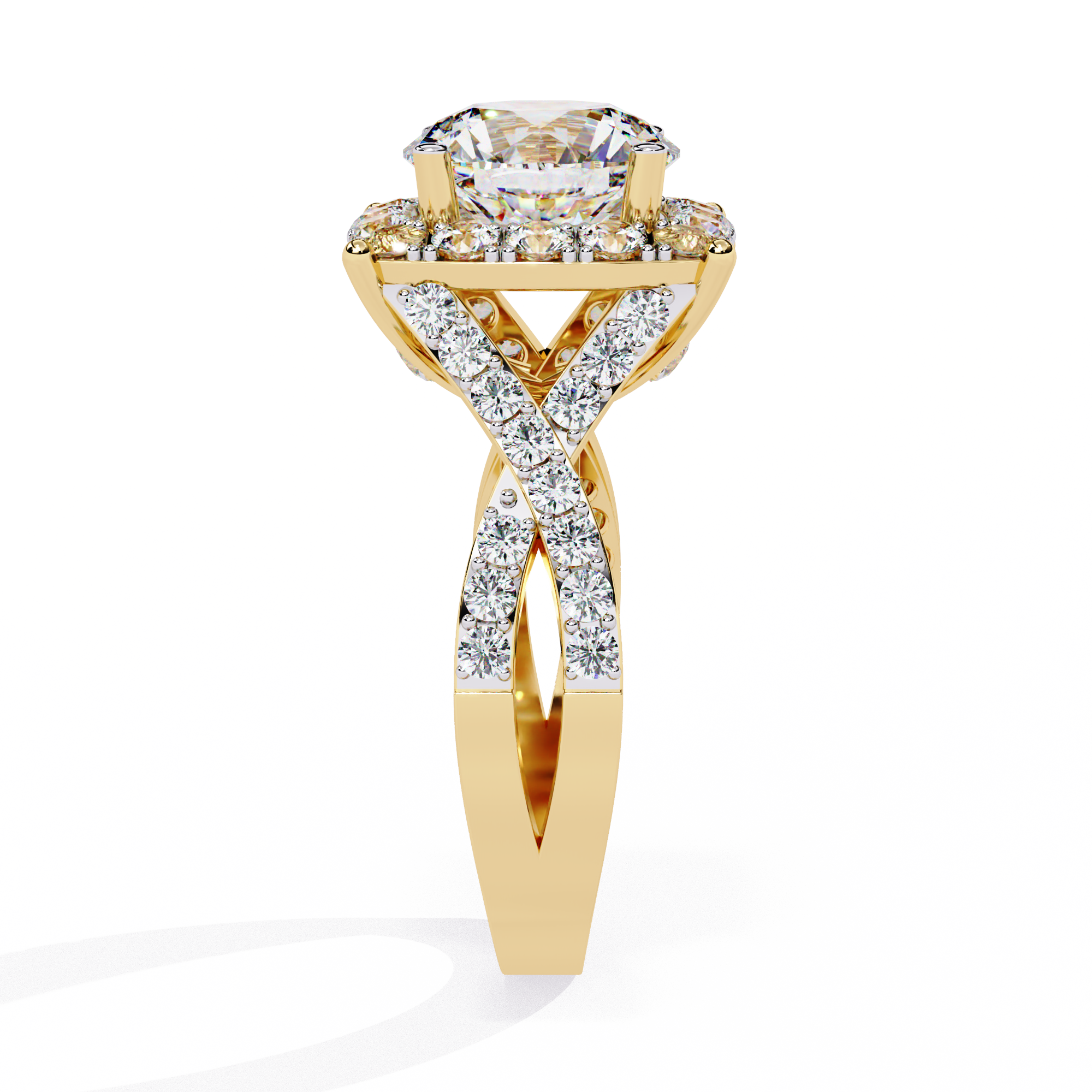3.40 CT CUSHION EMBRACE BAND 18K