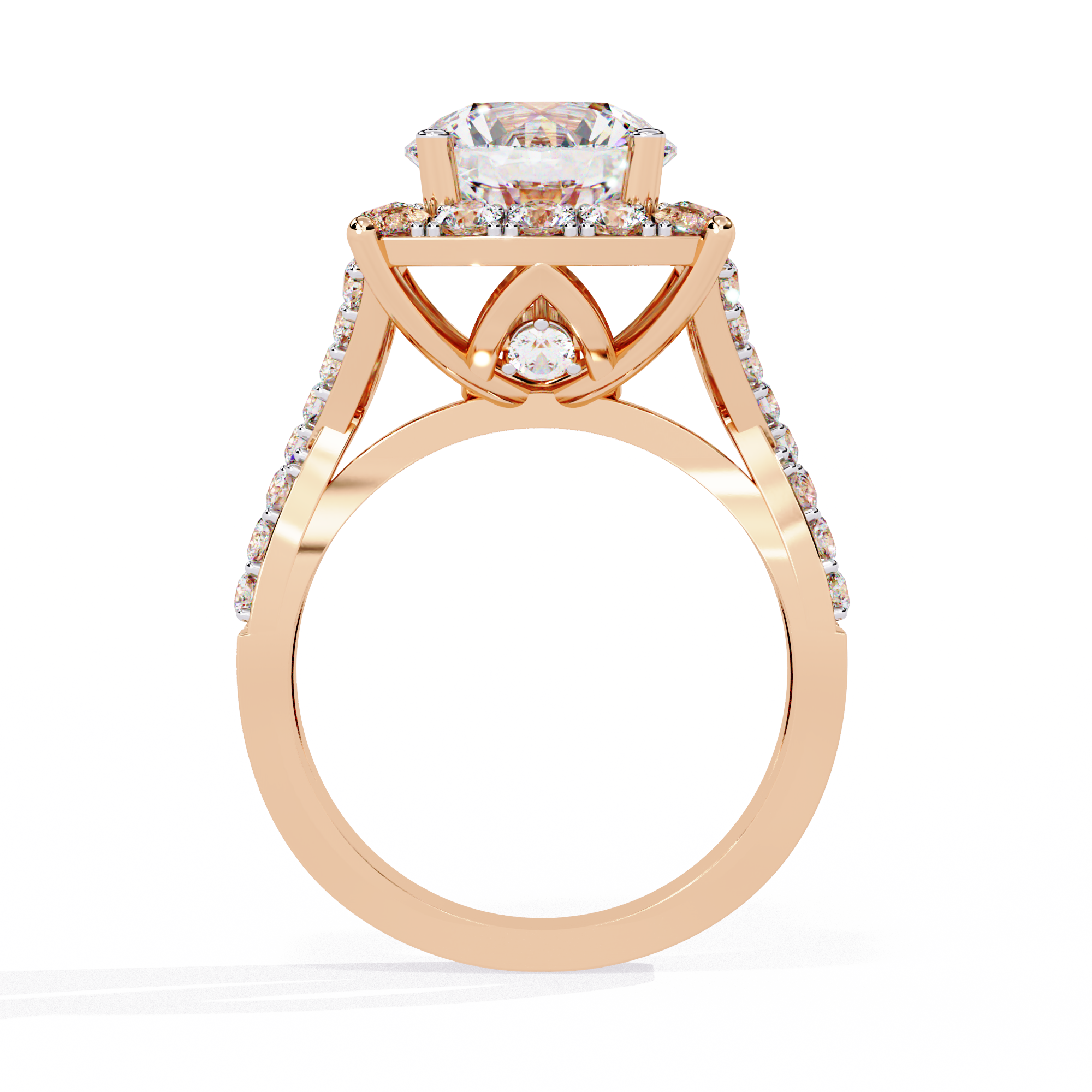 3.40 CT CUSHION EMBRACE BAND 18K