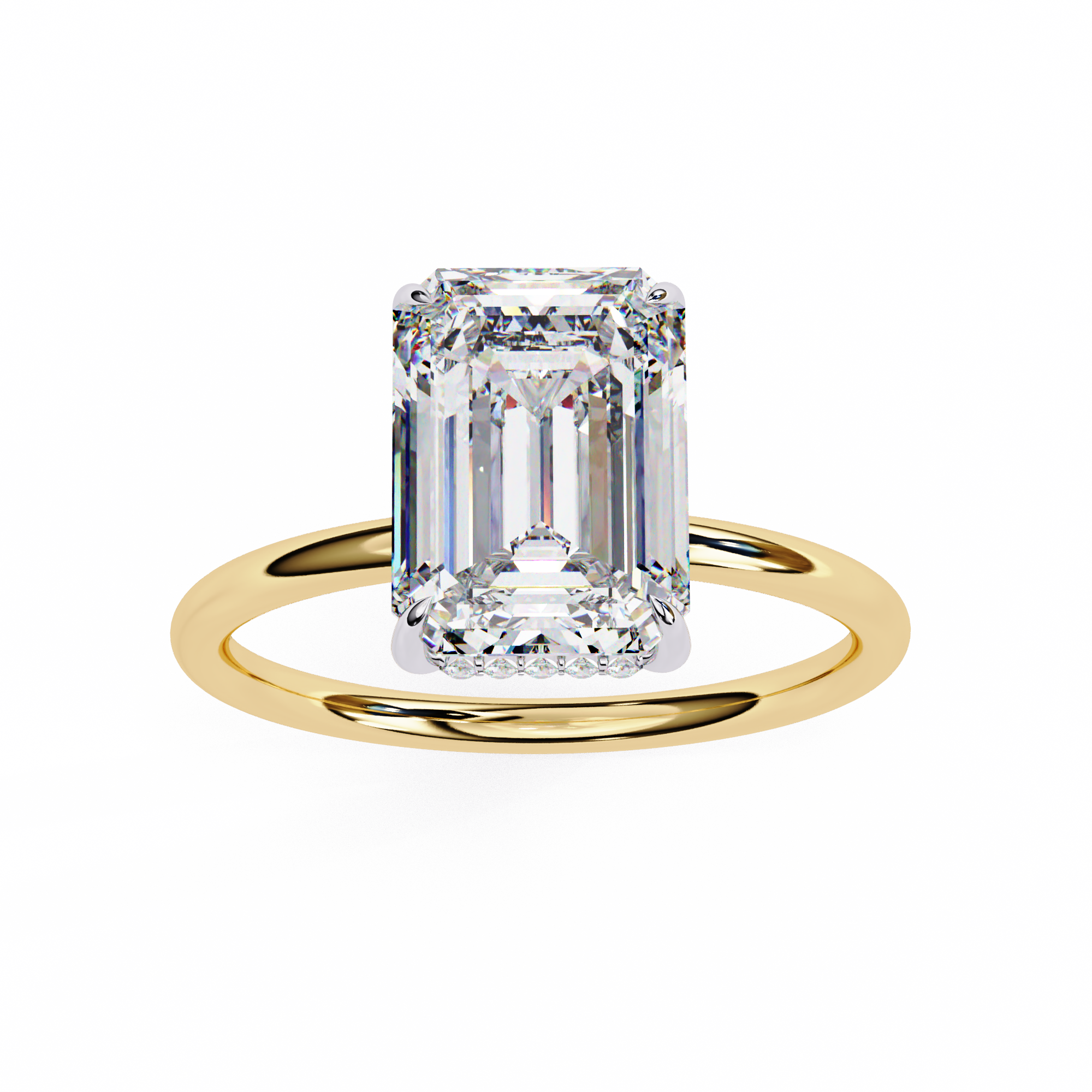 2.62 ct Emerald-Round Harmony Ring 9k