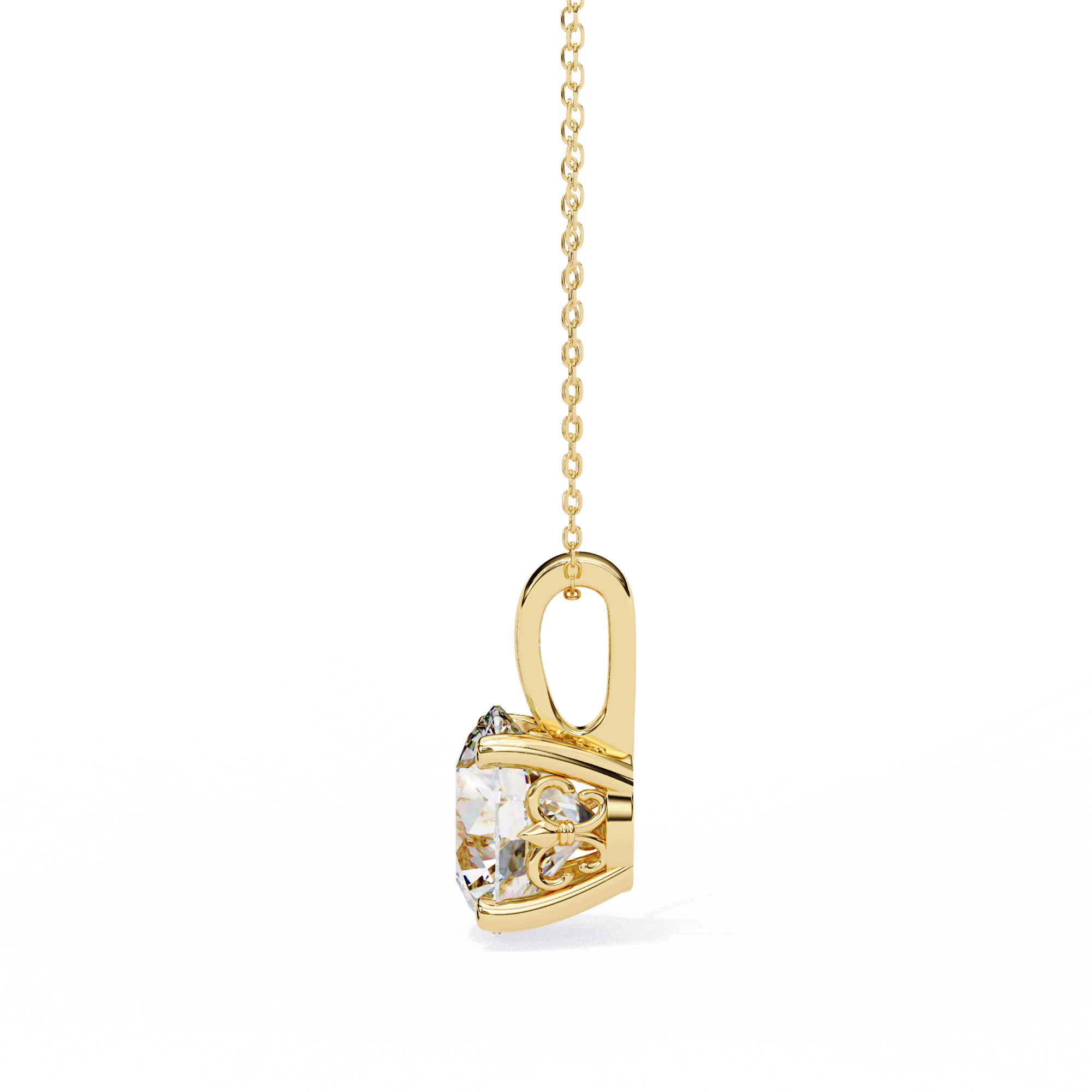 3.01 carat cushion square pendant 18K